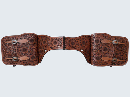 Hilason Western Horse Floral Heavy-duty Trail Ride Genuine Leather Saddle Bag