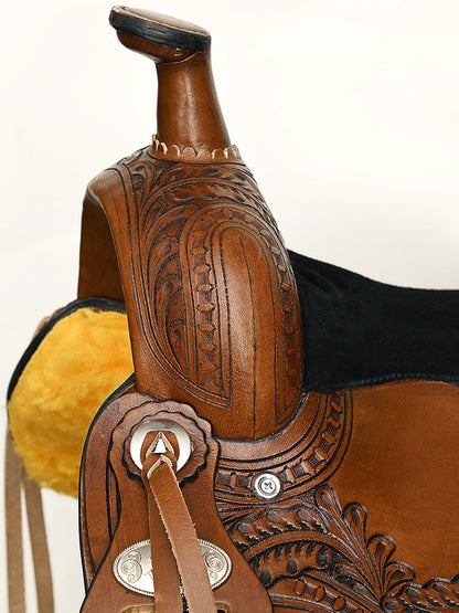 COMFYTACK Horse Barrel Racing Trail Pleasure American Leather Saddle Brown