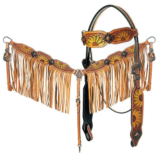AMERICAN DARLING Western Horse Headstall Breast Collar Set American Leather