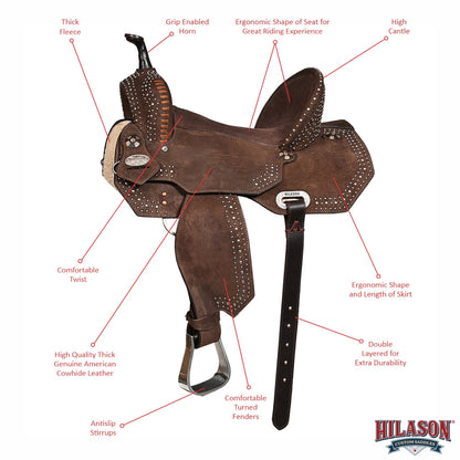 Western Barrel Saddle With Flex Tree For Trail Riding