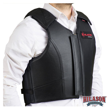 HILASON Western Horse Bull Riding Safety Leather Protective Vest & Rodeo Chaps Combo