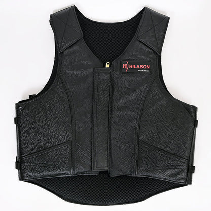 HILASON Western Horse Bull Riding Safety Leather Protective Vest & Rodeo Chaps Combo