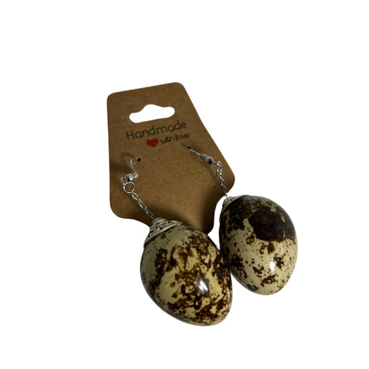 Quail Egg Earrings, Brown
