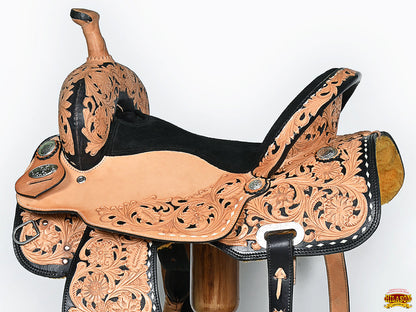 Hilason Western Horse Barrel Racing Trail American Leather Saddle Brown