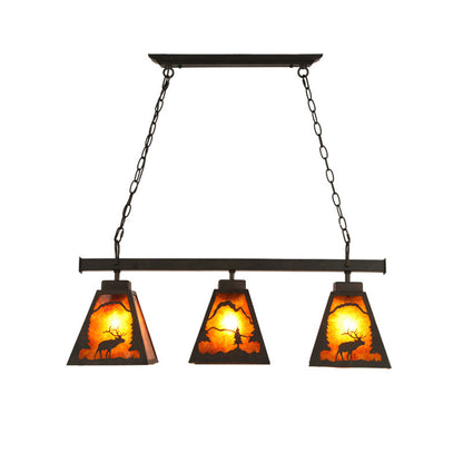 DecorBites™ Rustic Trapezoid Metal Pendant Light - 3 Lights - Ideal for Dining Room & Island Lighting