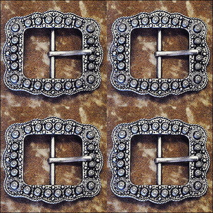 Western Screw Back Concho Silver Finished Belt Buckle With Rope Edge