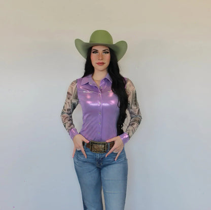 All In Mesh Sleeve Pearl Snap Rodeo Shirt