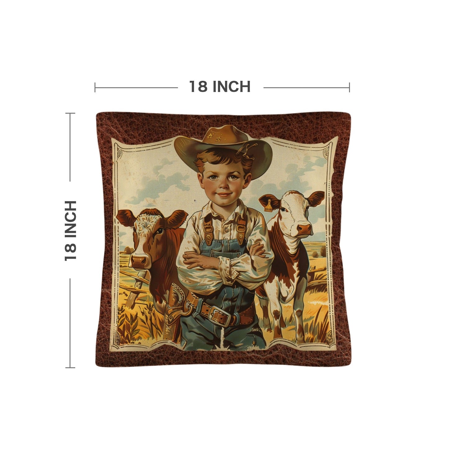 Vintage Cowboy Pillow Case Made in America