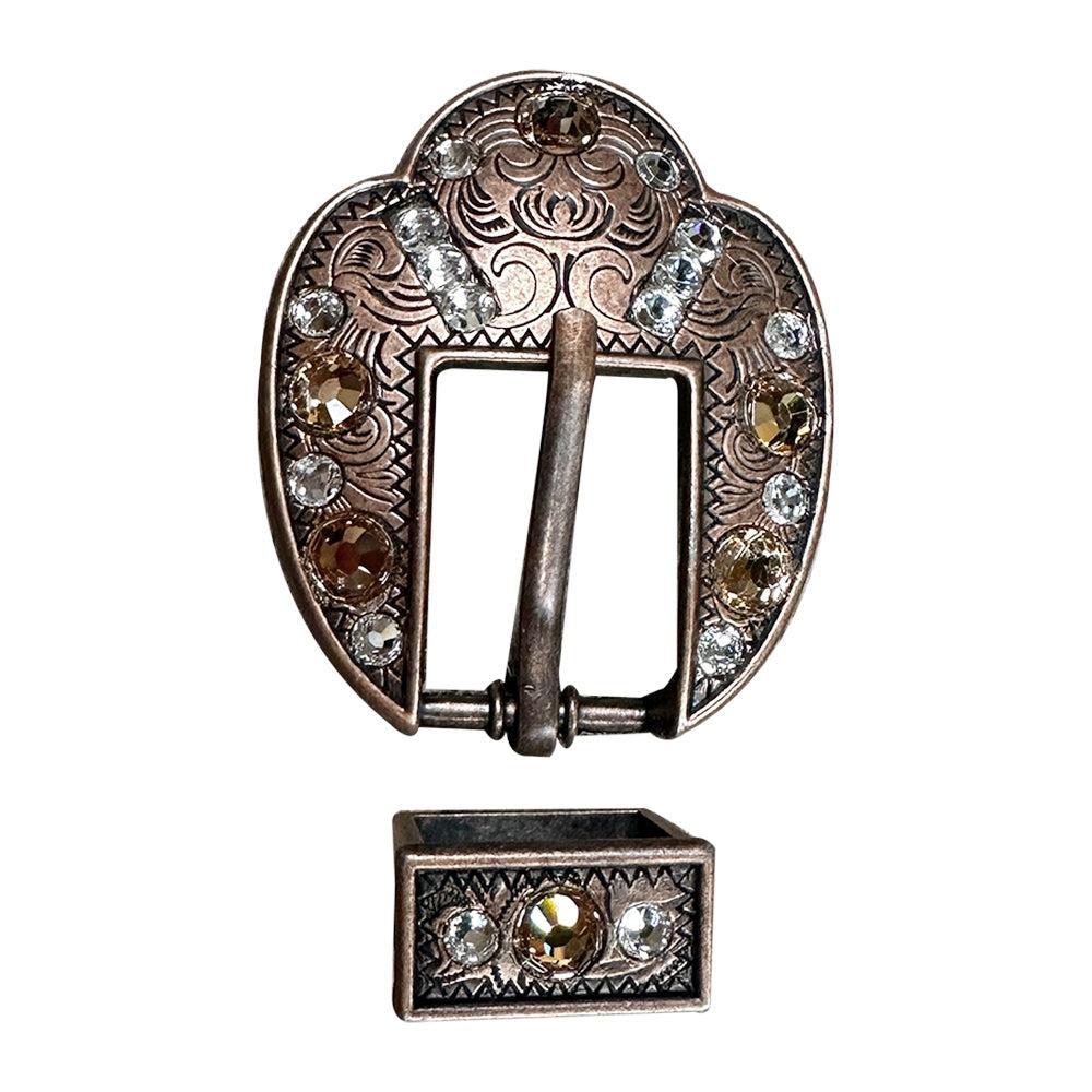 Champagne & Clear Copper European Crystal Fancy Buckle
