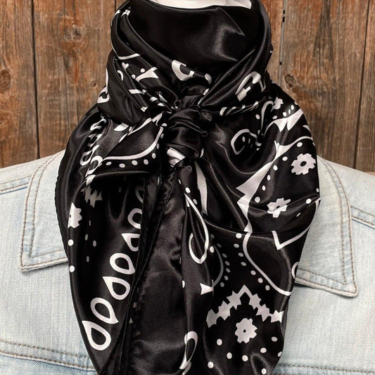 35X35"  Black & White Paisley Wild Rag / Scarf WR3411