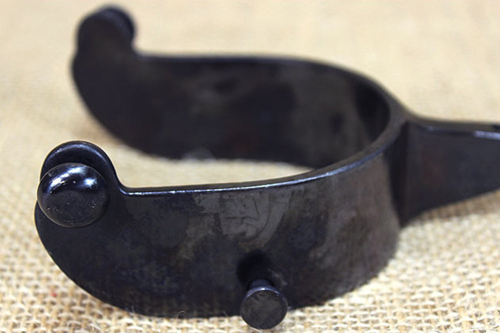 Hilason Black Steel Men Rodeo Spurs 15 Degree Offset