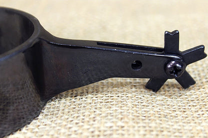 Hilason Black Steel Men Rodeo Spurs 15 Degree Offset