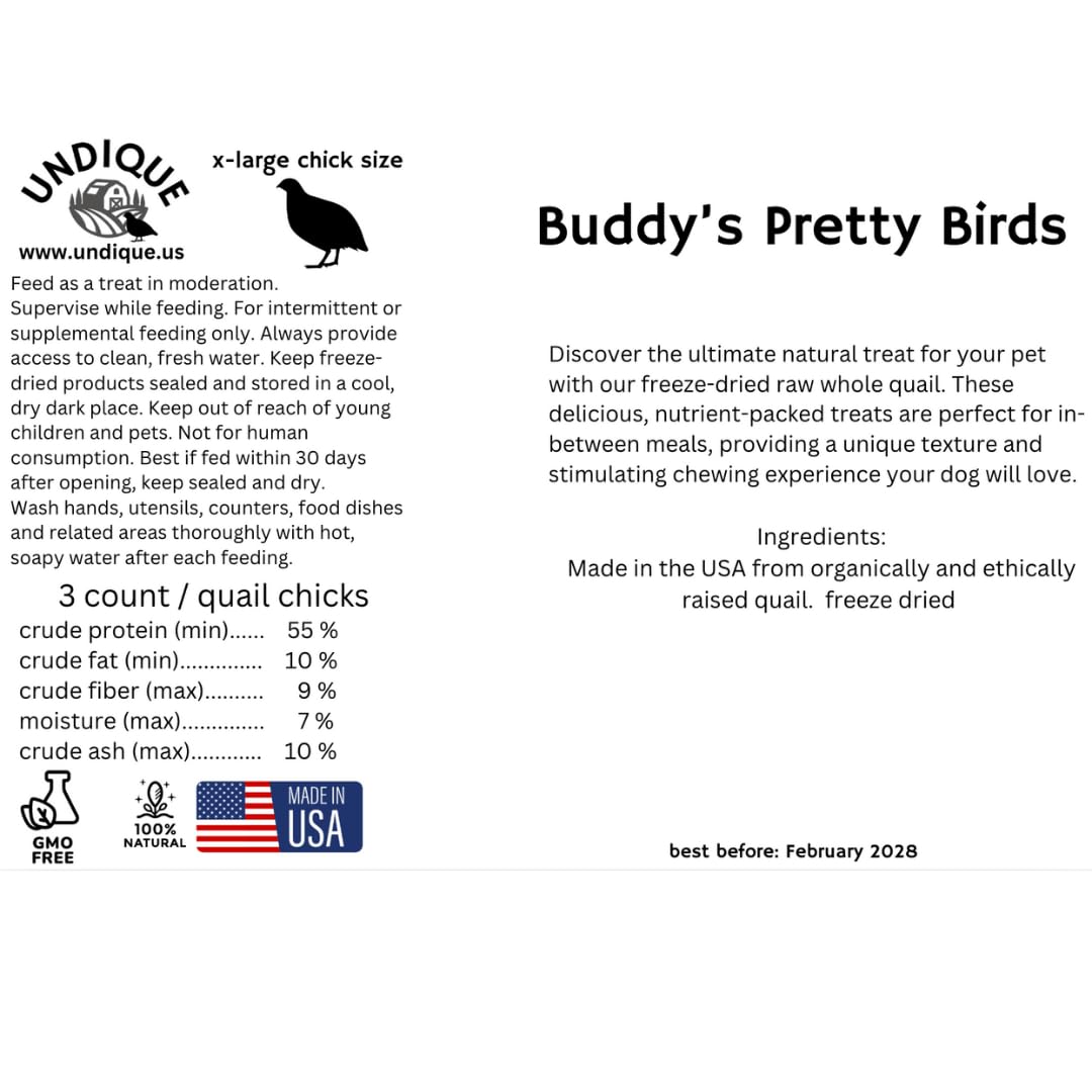 Buddy's Pretty Birds Whole Quail Chicks XL, 3 Count