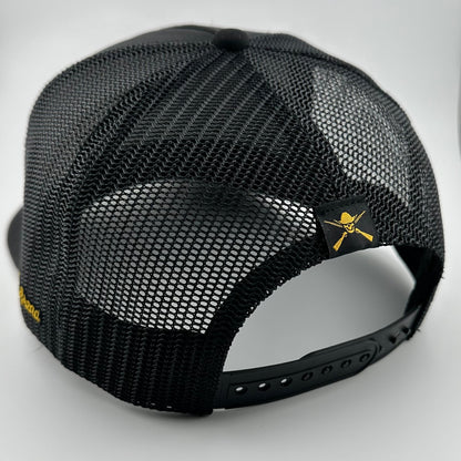 “Cowboy Hat” Patch Rope Trucker Hat - Black