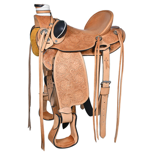 Hilason Western Horse Wade Saddle American Leather Ranch Roping Tan