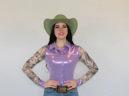 All In Mesh Sleeve Pearl Snap Rodeo Shirt