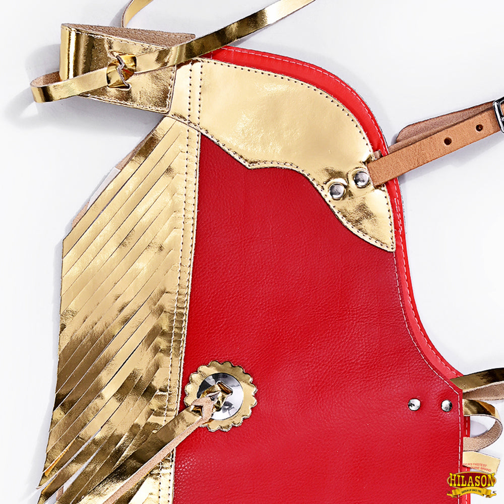 Hilason Western Leather Kids Junior Youth Pro Rodeo Bull Riding Chaps