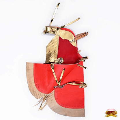 Hilason Western Leather Kids Junior Youth Pro Rodeo Bull Riding Chaps