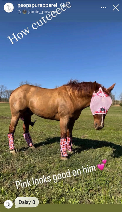 Daisy 8 Horse Fly Mask -Pink Mesh
