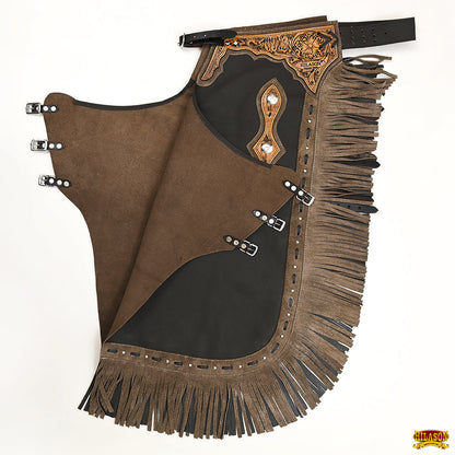 Hilason Western Bull Riding Chinks Chaps Adult Pro Rodeo Bronc Genuine Leather