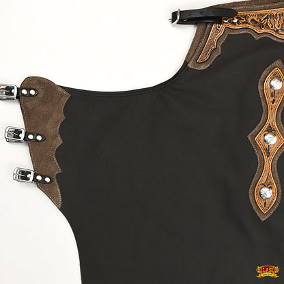 Hilason Western Bull Riding Chinks Chaps Adult Pro Rodeo Bronc Genuine Leather