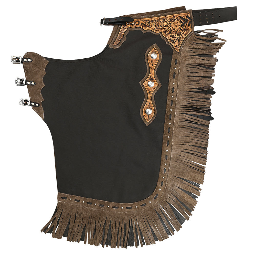 Hilason Western Bull Riding Chinks Chaps Adult Pro Rodeo Bronc Genuine Leather