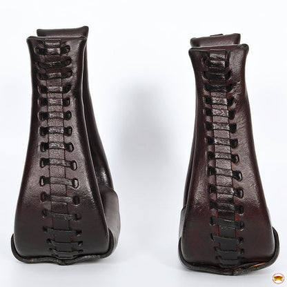HILASON Western Saddle Bell Dark Oil Leather Horse Saddle Stirrups | Western Saddle Stirrups | Leather Horse Stirrups | Equestrian Stirrups | All-Purpose Horse Stirrups