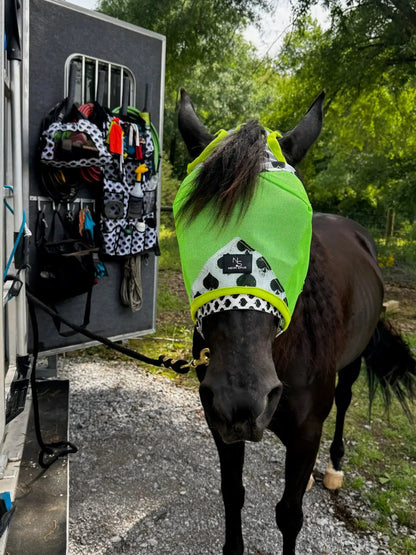 Smokin Spades Fly Mask - Neon Lime Green Mesh