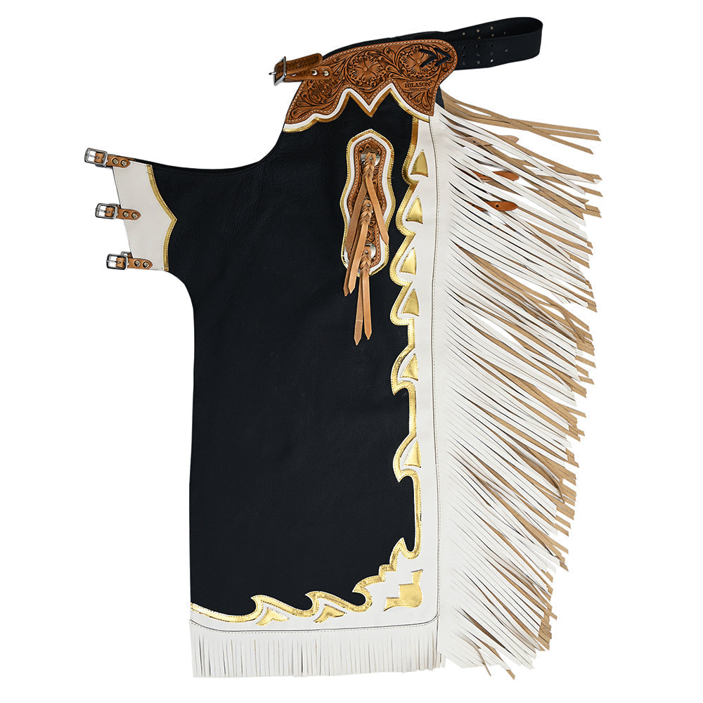 Hilason Handmade Genuine Leather Chaps Adult Handtooled Rodeo Bull Riding