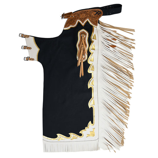 Hilason Handmade Genuine Leather Chaps Adult Handtooled Rodeo Bull Riding
