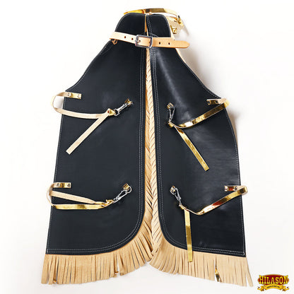 Hilason Western Leather Kids Junior Youth Pro Rodeo Bull Riding Chaps