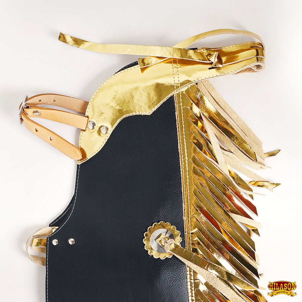 Hilason Western Leather Kids Junior Youth Pro Rodeo Bull Riding Chaps