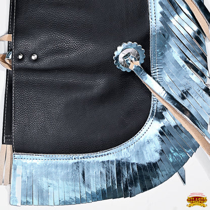 Hilason Western Leather Kids Junior Youth Pro Rodeo Bull Riding Chaps