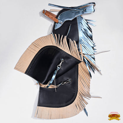 Hilason Western Leather Kids Junior Youth Pro Rodeo Bull Riding Chaps