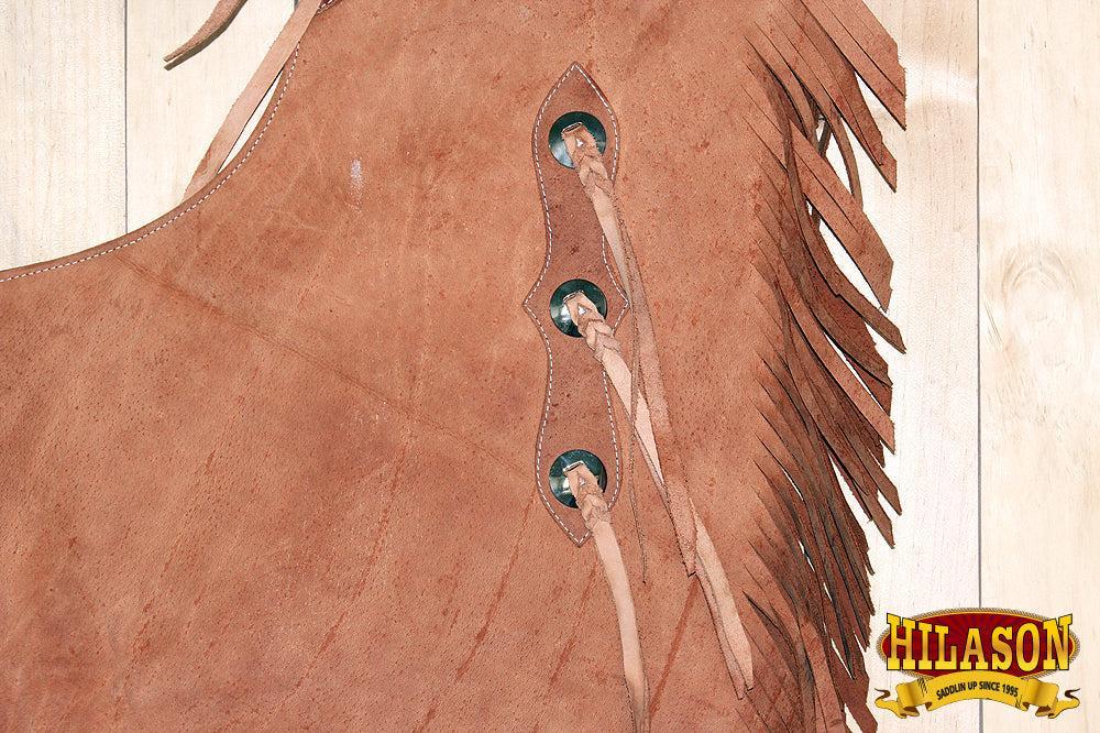 Hilason Western Bull Riding Chinks Chaps Handcrafted Working Genuine Leather Brown