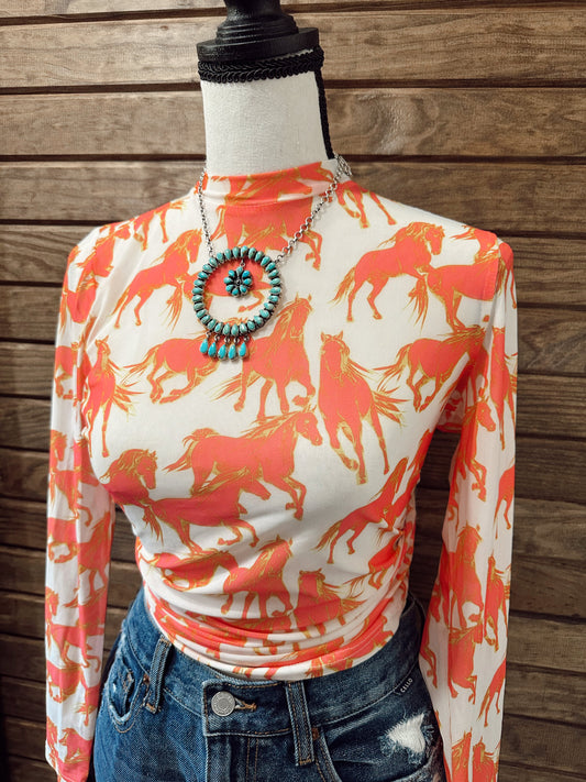 The Neon Wild Horse Mesh Top