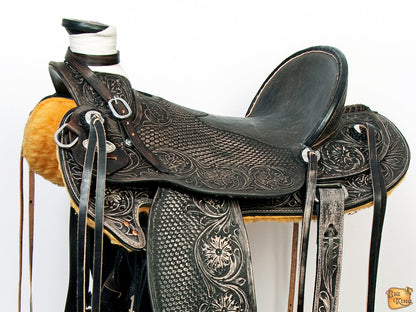Western Horse Wade Saddle American Leather Ranch Roping Antique Black
