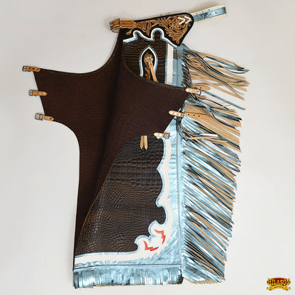 Hilason Handmade Genuine Leather Chaps Adult Handtooled Rodeo Bull Riding