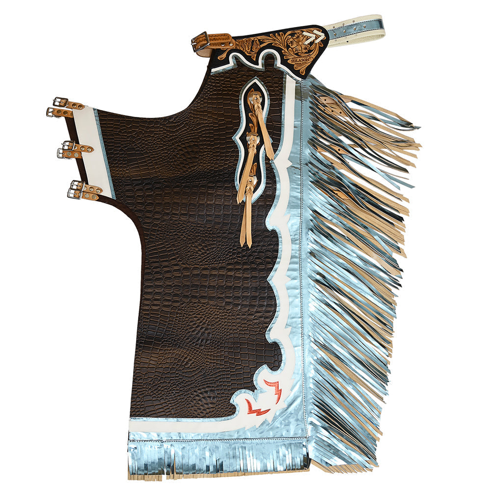 Hilason Handmade Genuine Leather Chaps Adult Handtooled Rodeo Bull Riding