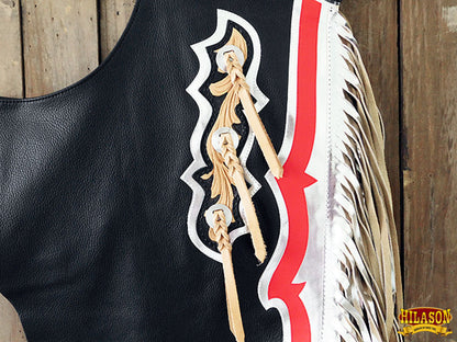 Hilason Handmade Genuine Leather Chaps Adult Handtooled Rodeo Bull Riding