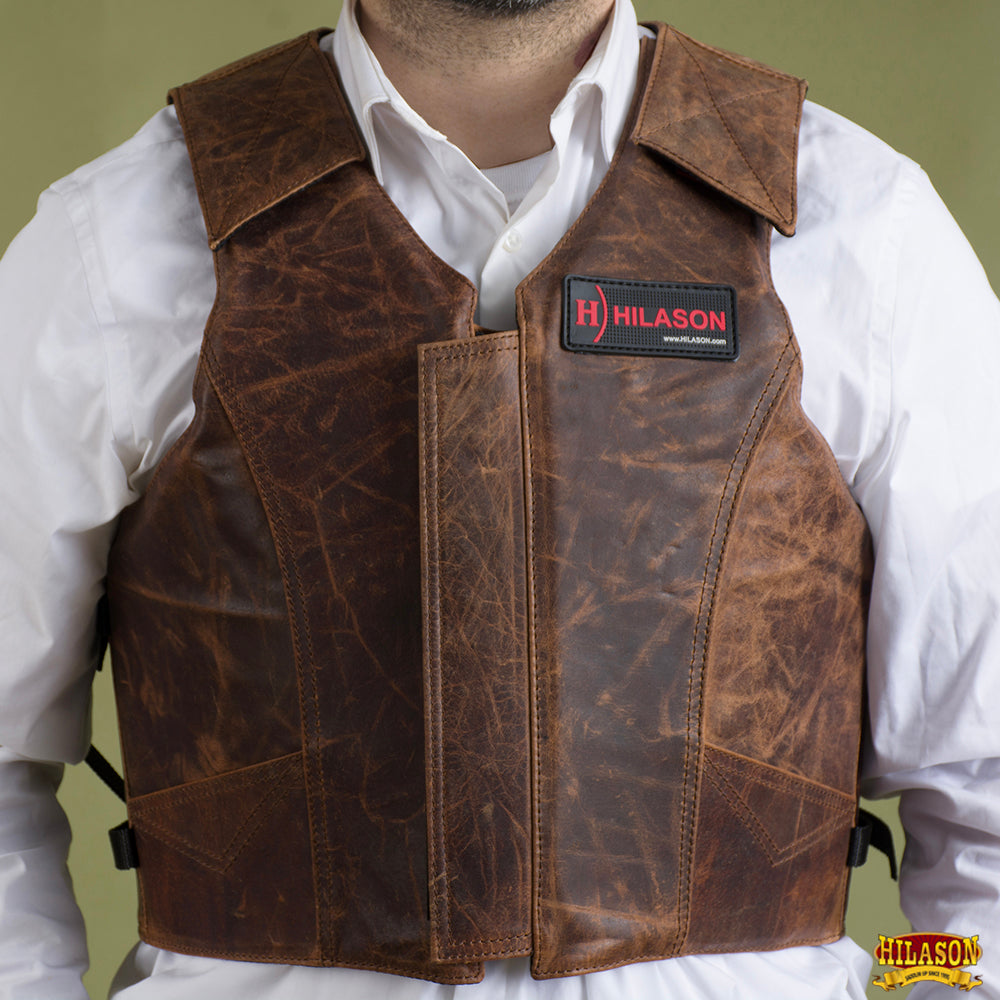 HILASON Equestrian Bull Riding Rodeo Safety Vest Protective Leather
