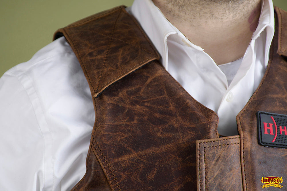 HILASON Equestrian Bull Riding Rodeo Safety Vest Protective Leather