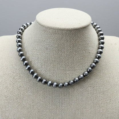 8mm Fashion Pearl Choker Necklace & Earring Set - 14 inch + 2