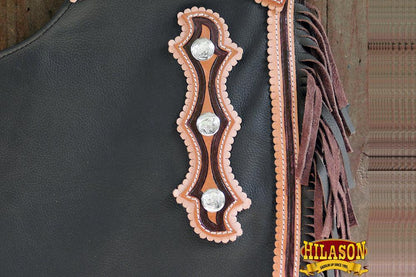 Hilason Western Bull Riding Chinks Chaps Adult Pro Rodeo Bronc Leather Brown