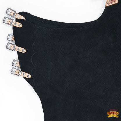 Hilason Western Bull Riding Chinks Chaps Adult Pro Rodeo Bronc Leather Black