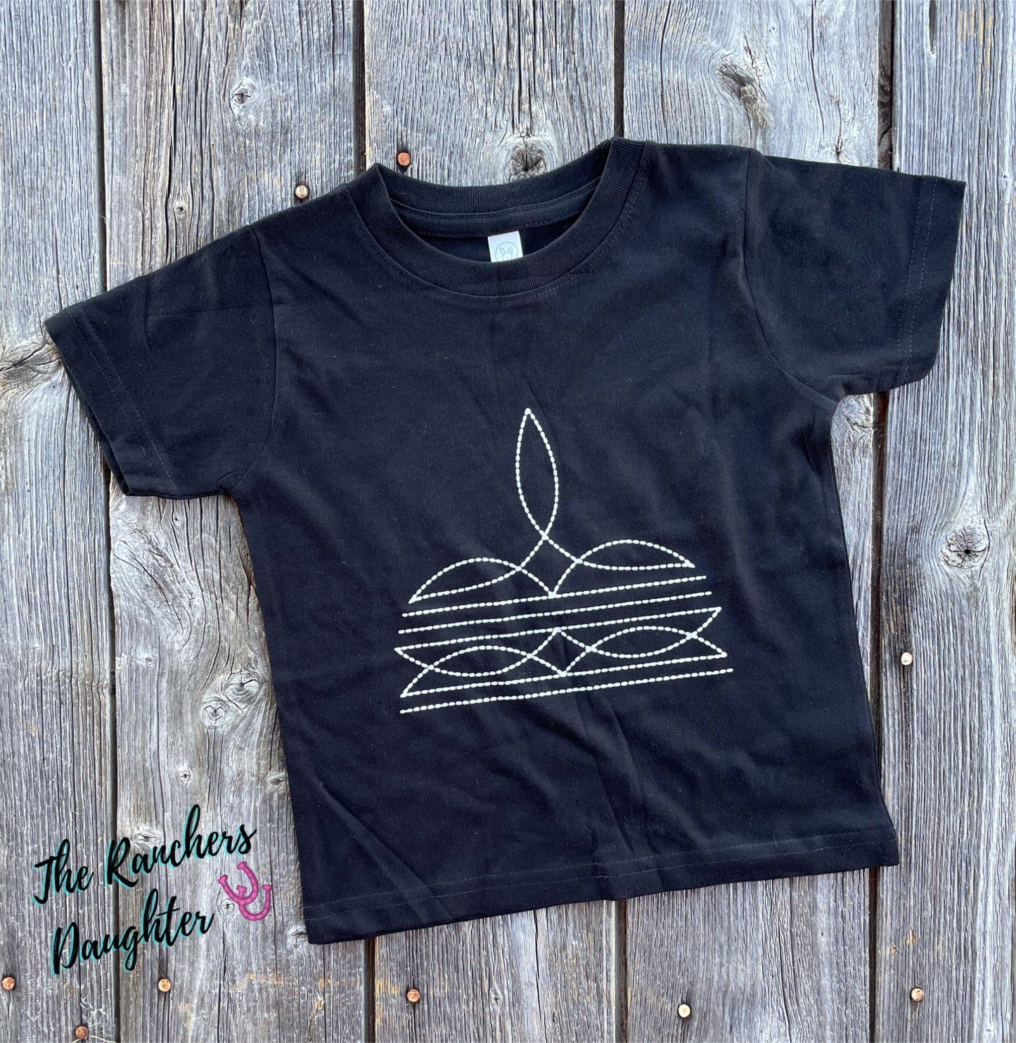 Toddler Black Boot Stitch Tee
