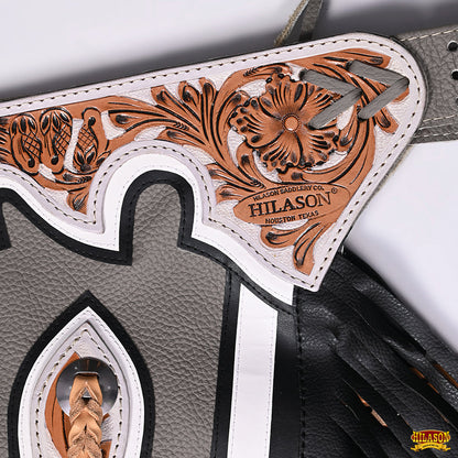 Hilason Handmade Genuine Leather Chaps Adult Handtooled Rodeo Bull Riding