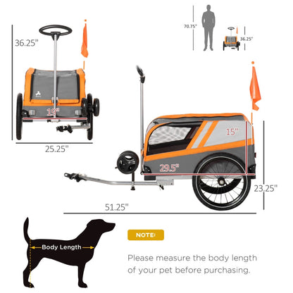 Pet Bike Trailer 2-in-1 Travel Stroller