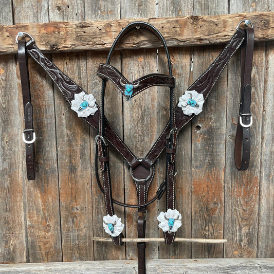 Dark Oil Steer Head Browband Tack Set  #BBBC490