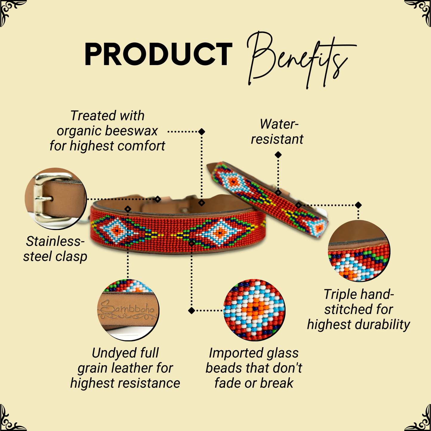 Red Vogue Sambboho dog collar